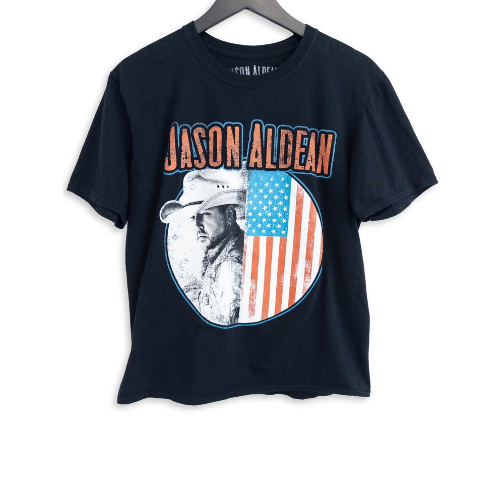 Jason Aldean Rock n Roll Cowboy Tour Graphic Tee Women M Americana Country Music
